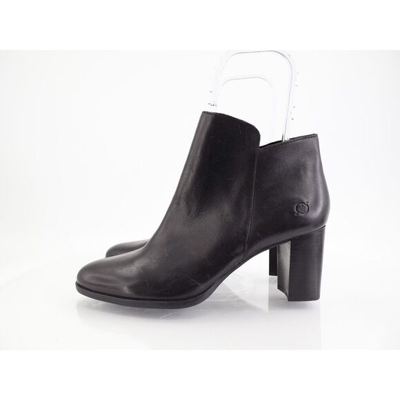 Born Womens Ellaria Boot Size 11 Black Leather Bootie Block Heel Comfy Zip Up - Picture 4 of 10